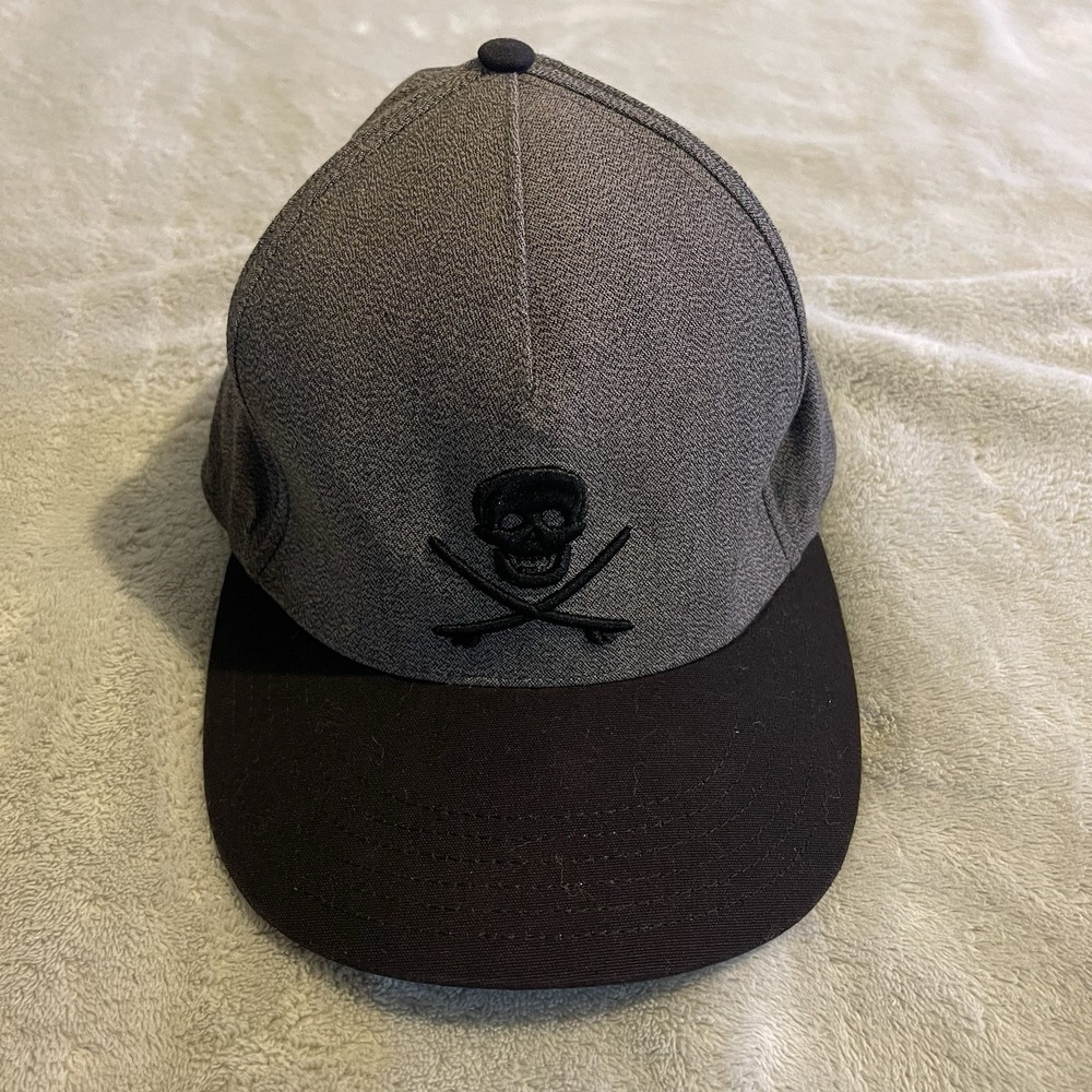 Vintage Mossimo Hat Men Gray One Size Skull Snapback Cap Grunge Skater Y2K‎ Gym